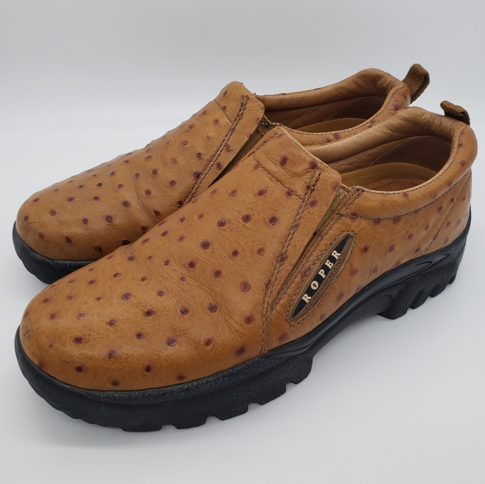 Roper Men's Slip-On Ostrich Print Casual Shoes